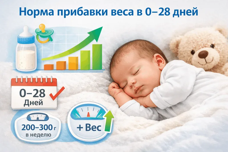 Норма прибавки веса у новорожденных в 0–28 дней